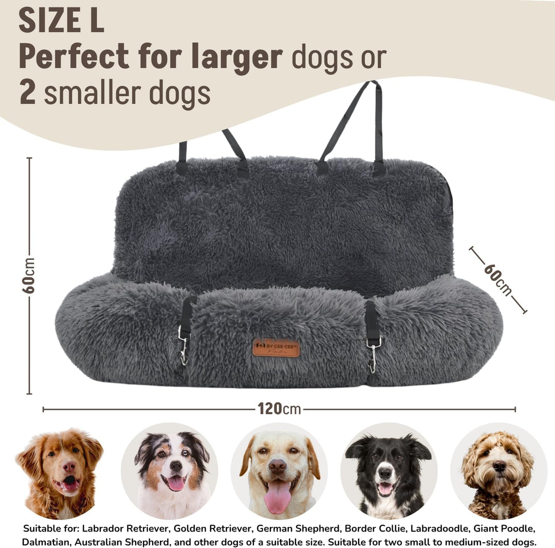Autositz Hund Deluxe - Hundekorb Auto mit Sicherheitsgurt - Auto Hund - Hundesitz - Autositz - Beige