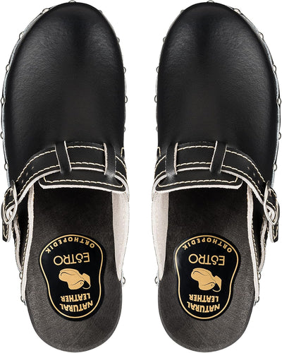 ESTRO Clogs Damen Holz Leder - Clogs Herren Damen Clogs Leder Holzschuhe Herren Holzclogs Damen mit