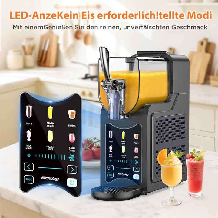 Richday Slush Eis Maschine, 2L Kapazität, LED Display, WhisperChill Technologie, 6 Programme, für Mi