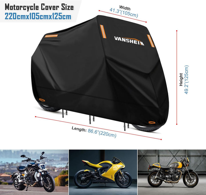 VANSHEIM Abdeckplane Motorrad Outdoor Moped Abdeckung Wasserdicht Motorradgarage Indoor Roller Garag