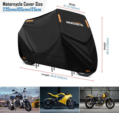 VANSHEIM Abdeckplane Motorrad Outdoor Moped Abdeckung Wasserdicht Motorradgarage Indoor Roller Garag