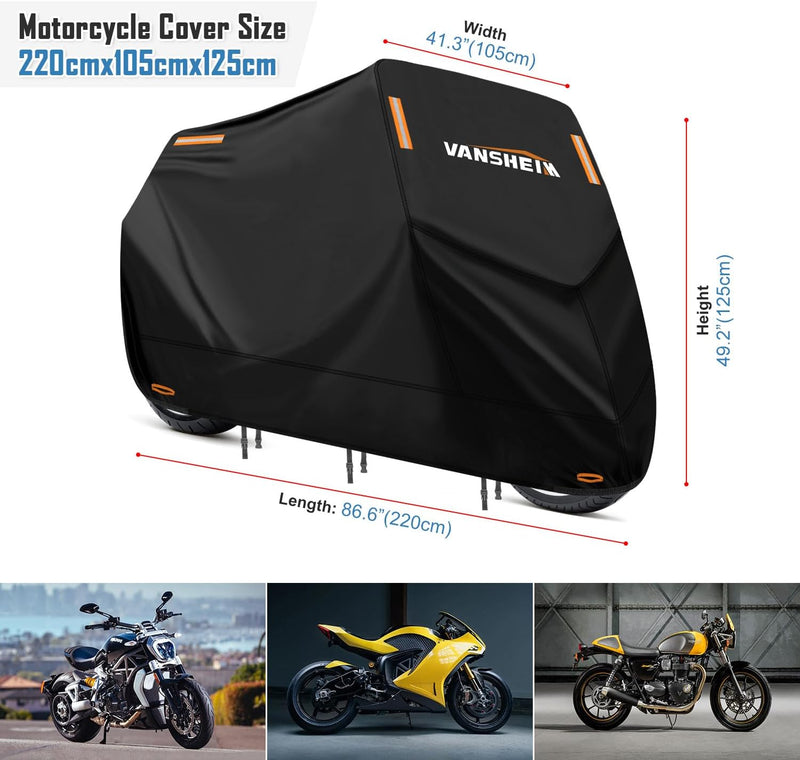 VANSHEIM Abdeckplane Motorrad Outdoor Moped Abdeckung Wasserdicht Motorradgarage Indoor Roller Garag