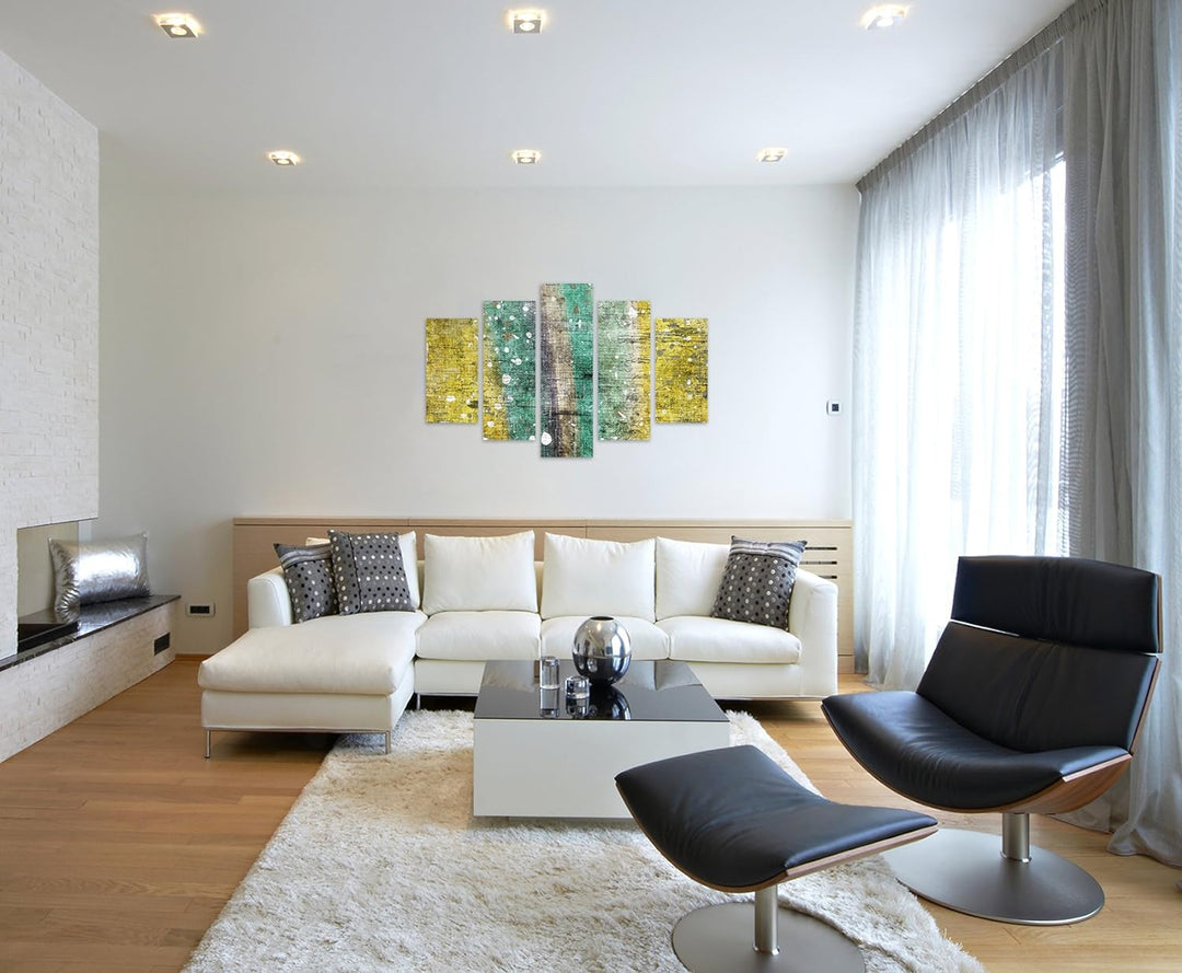 Paul Sinus Art Bilderskulptur 5 teilig Breite 150cm x Höhe 100cm Abstraktes modernes Gemälde mit wei