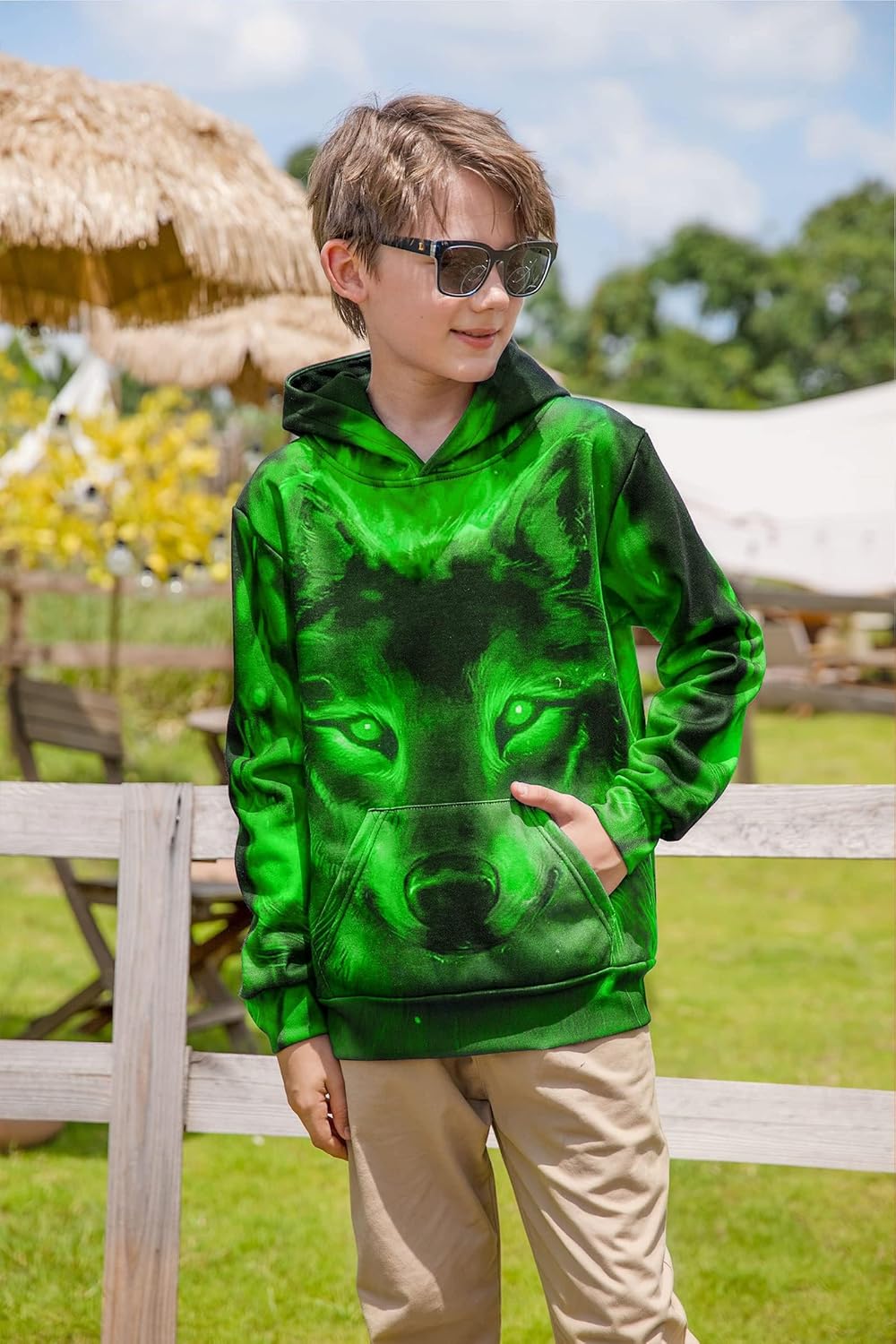 Fanient Pullover Jungen Mädchen 3D Print Fleece Hoodie Kinder Hooded Sweatshirt with Kangaroo Pocket