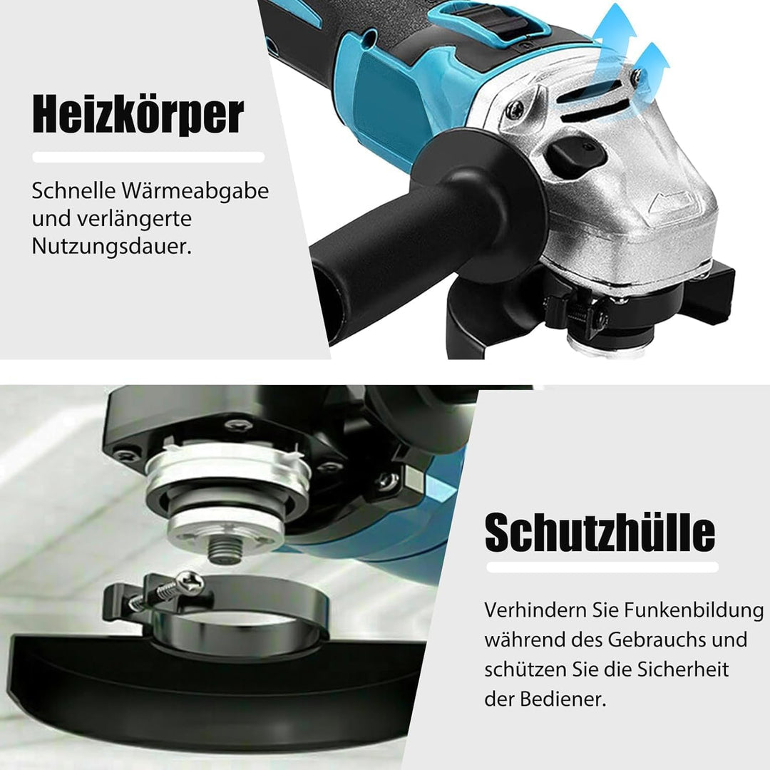 Bürstenloser Akku Winkelschleifer Ø125mm 8500U/min,Ersatz für Makita - Akku Flex Trennschleifer Komp