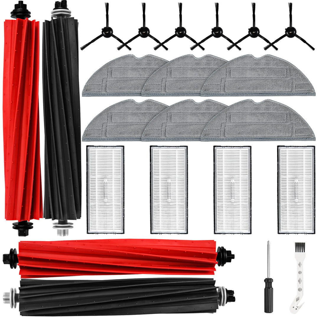 22 Stück Zubehör für Roborock S8 / S8+ Saugroboter | 4 Hauptbürste, 4 Filter, 6 Wischtücher, 6 Seite