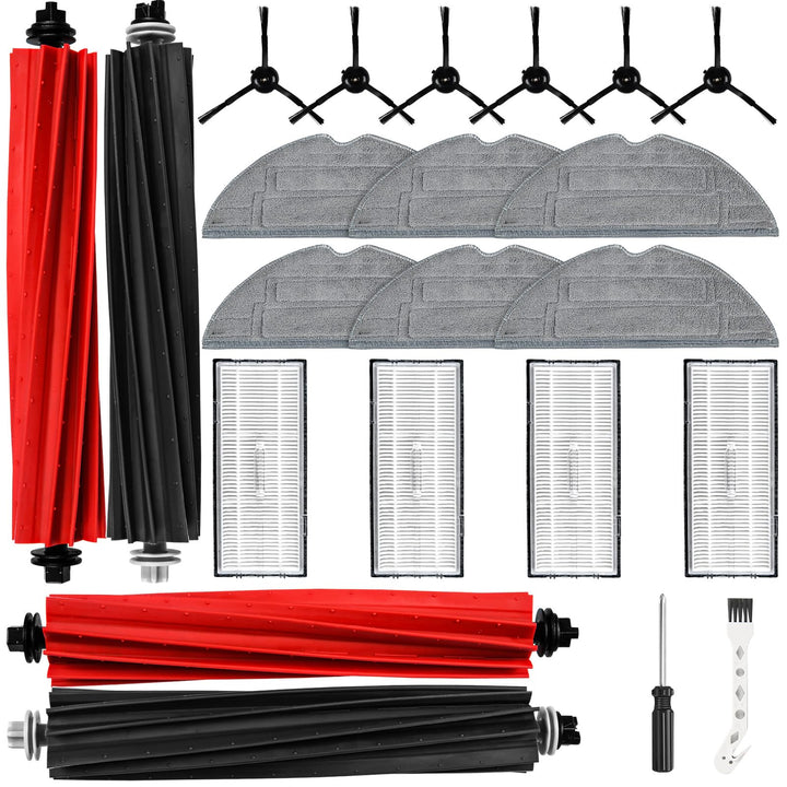 22 Stück Zubehör für Roborock S8 / S8+ Saugroboter | 4 Hauptbürste, 4 Filter, 6 Wischtücher, 6 Seite