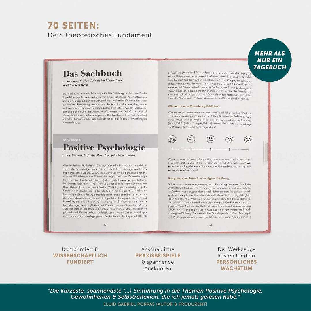6-Minuten Tagebuch für Erwachsene 2025 (Das Original) - Dankbarkeitstagebuch, Wissenschaftlich Fundi