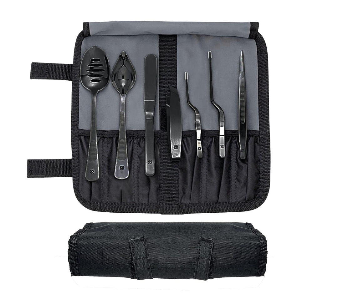 DOJA Barcelona | Kueche Chef Kochutensilien | Farbe: Schwarz | 7 Utensilien Edelstahl Plating Kit |