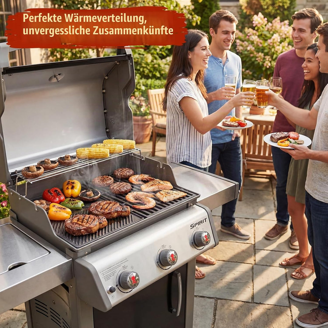 Denmay 7638 44,5 x 30cm Grillplatte Gusseisen für Weber I &amp; II Spirit E/S 310, 320, 330, Spirit E-31