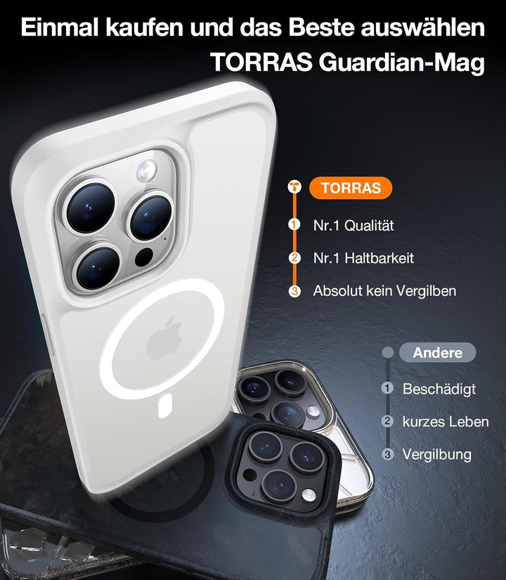 TORRAS für iPhone 15 Pro Max Hülle für Magsafe (TOP Militärschutz & Magnetkraft) Extrem Haltbarkeit