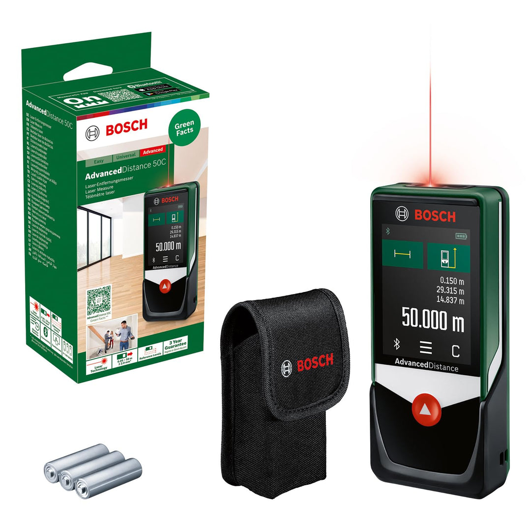 Bosch Home and Garden Laserentfernungsmesser AdvancedDistance 50 C (Distanz bis 50m präzise messen,