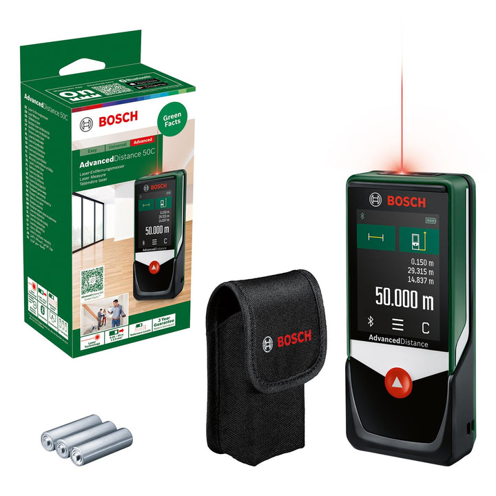 Bosch Home and Garden Laserentfernungsmesser AdvancedDistance 50 C (Distanz bis 50m präzise messen,