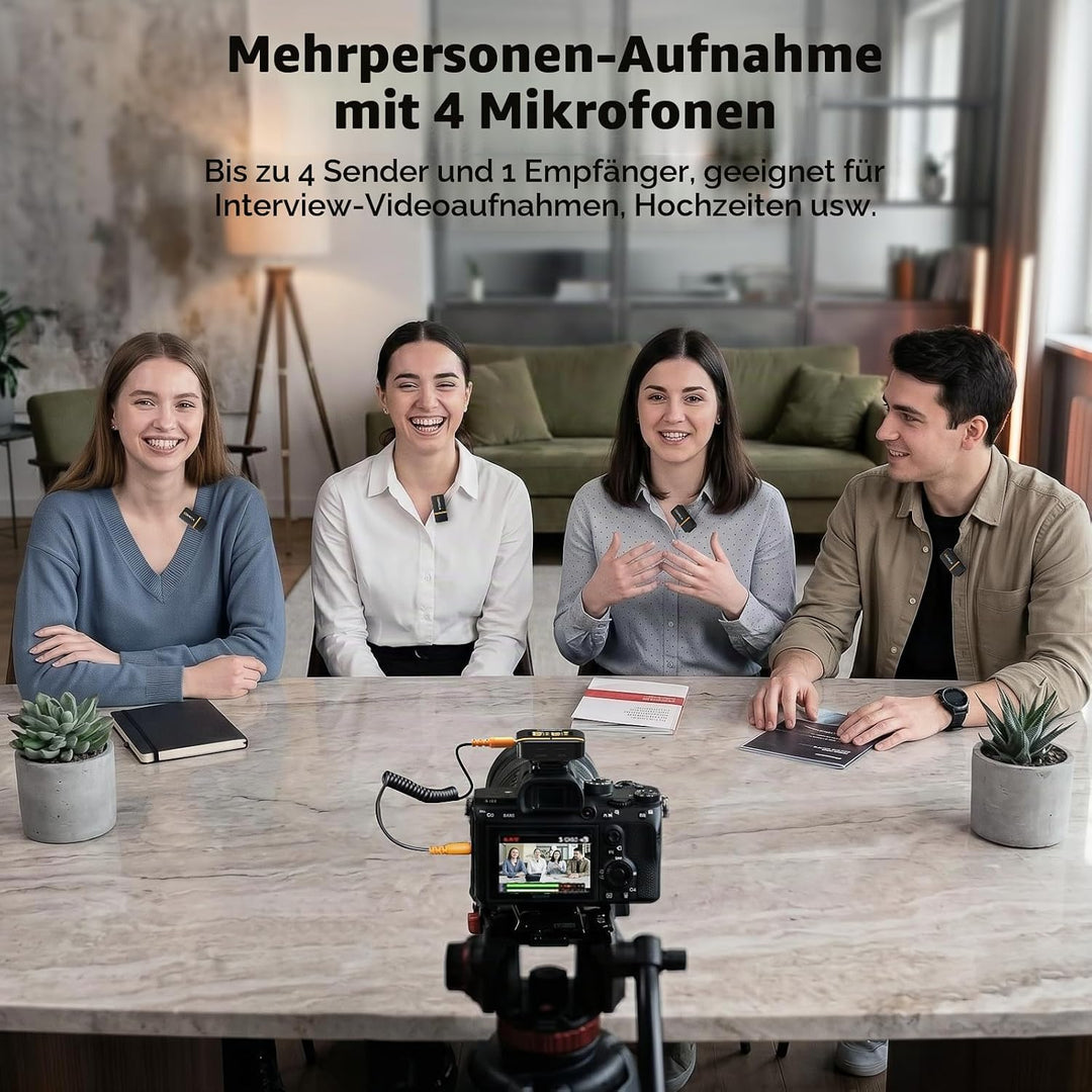 COMICA Vimo Q Lavalier Wireless Mikrofon mit 4 Sendern und 1 Receiver, 48kHz/24bit Audioqualität, Ge