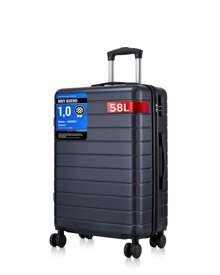 Koffer Mittelgross L 66cm, Leichter ABS+PC Reisekoffer für Flugzeug, Ryanair Trolley mit 4 Rollen, H