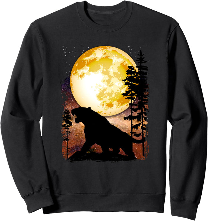 Tiger Vollmond Galaxy Star Night Tier Natur Grafik Sweatshirt