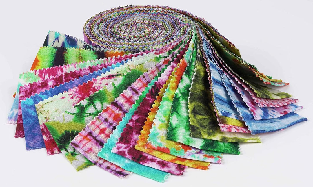 Soimoi 40 Stucke Krawattenfarbstoff Druck Baumwolle Vorgezogene Stoffe Fur Quilting Craft Strips 2.5
