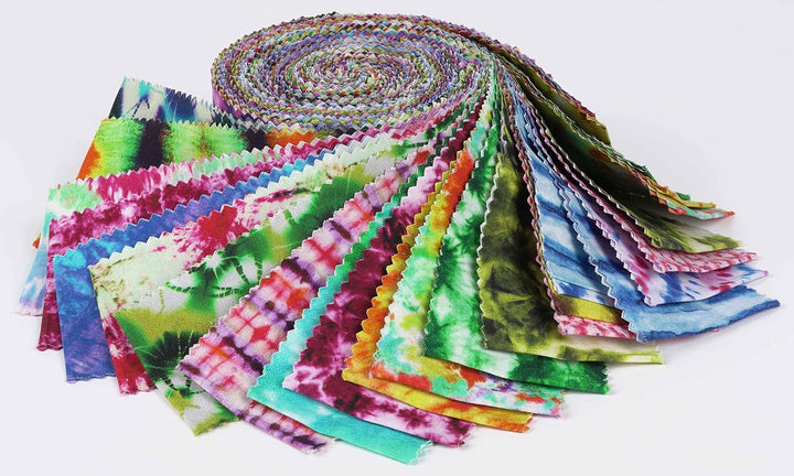 Soimoi 40 Stucke Krawattenfarbstoff Druck Baumwolle Vorgezogene Stoffe Fur Quilting Craft Strips 2.5
