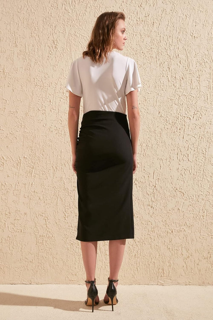 TRENDYOL Damen Schwarzer Verformter Tipp Detaillierter Rock Skirt Contemporary 36 Schwarz, 36 Schwar