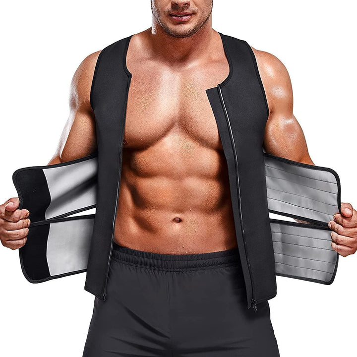 KUMAYES Herren Sauna Schweiss Weste Bauchweggürtel Neopren Fitness Korsett Bauchweg Shirt mit Sauna
