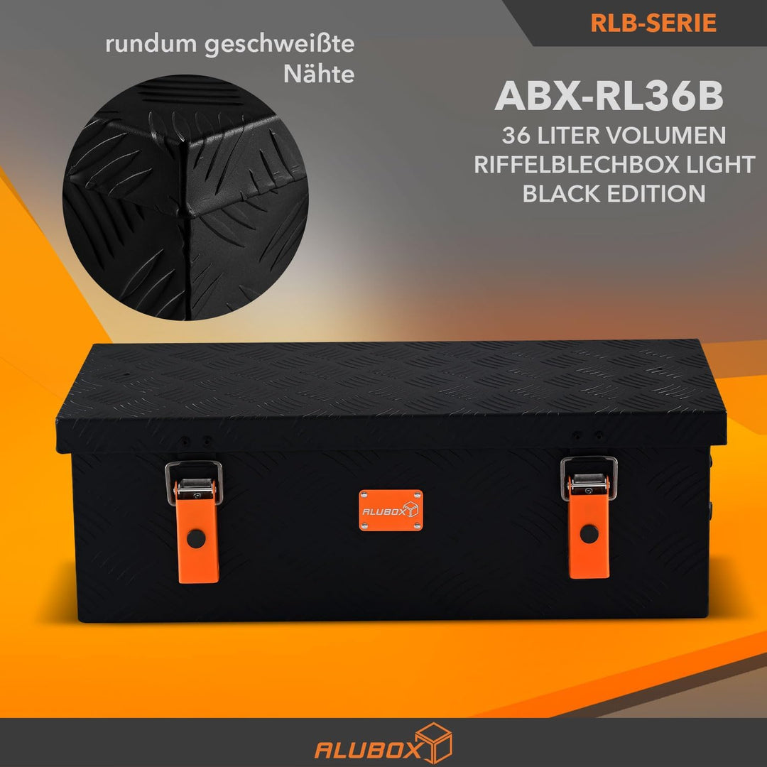 alubox Werkzeugkiste Riffelblech ABX-RL36B Aluminium 1,5mm Werkzeugkiste leicht und robust 36 Liter