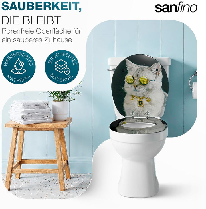 Premium WC Sitz mit Absenkautomatik – hochwertige Toilettendeckel aus Holz, viele bunte Motive, hohe