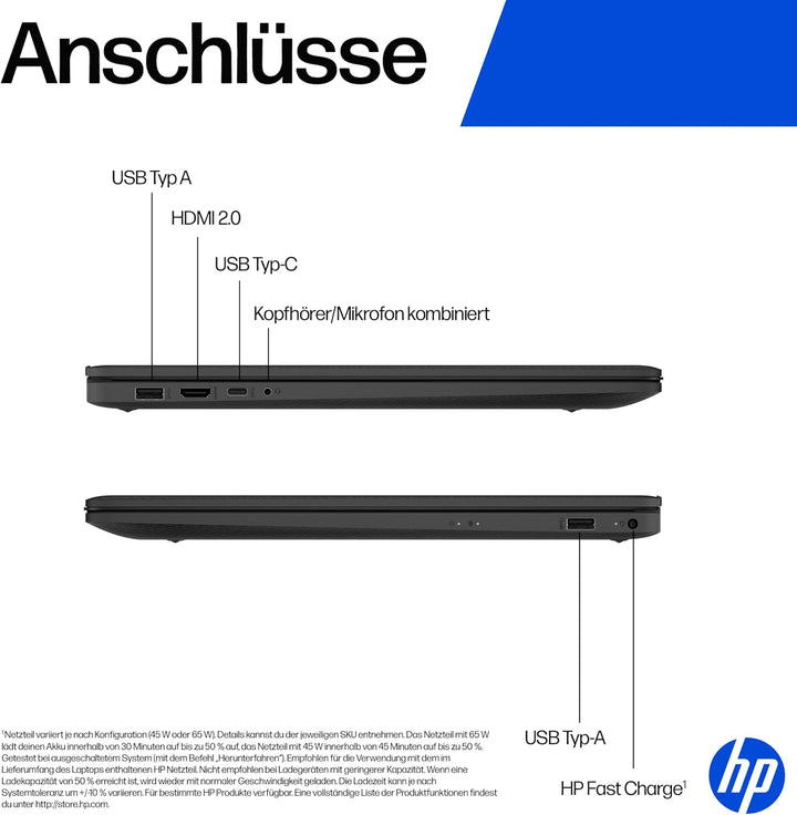 HP Laptop mit 17,3" FHD Display, AMD Ryzen 3 7320U, 8 GB DDR5 RAM, 512 GB SSD, AMD Radeon Grafik, Wi