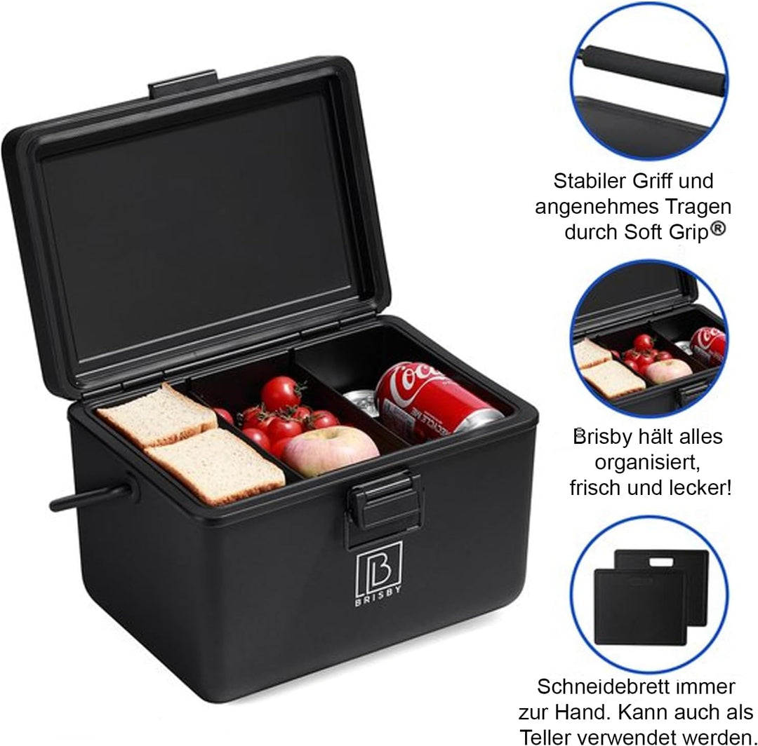 Brisby Kühlbox 12 Liter - Kühlbox ohne Strom, 40 Stunden kühl, Inklusive 2 grosse Kühlelemente 200ML