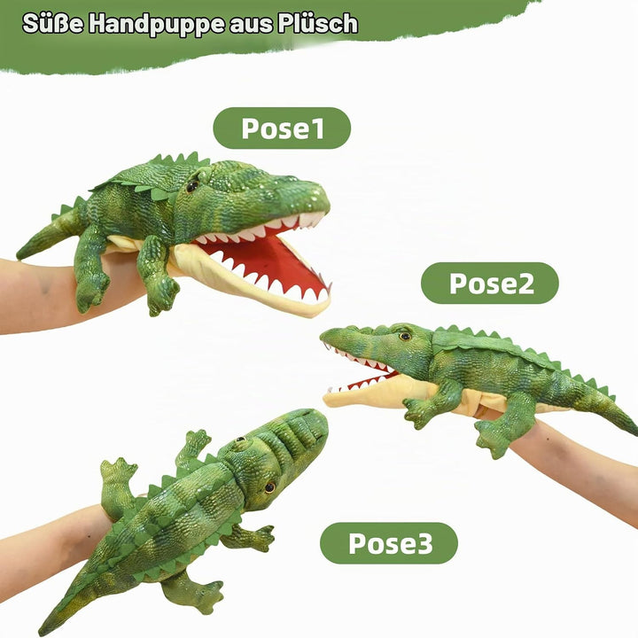lilizzhoumax Krokodil Handpuppe Kuscheltier – Plüsch-Kasperlepuppe mit beweglichem Maul, Lustiges St