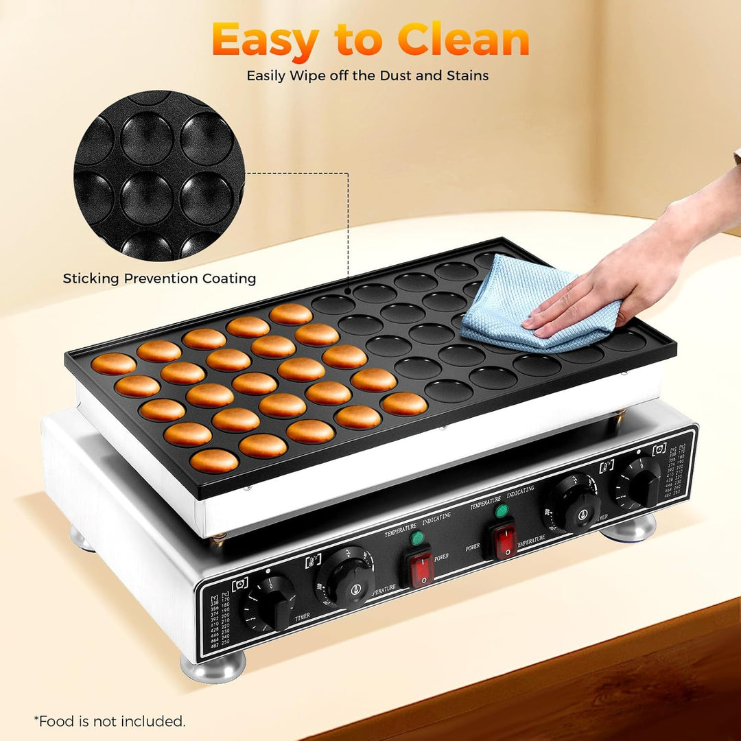 50-Loch Muffin-Maschine 1800W, Mini Dutch Pfannkuchenhersteller, Pufferchen für 50 runde Mini-Pfannk