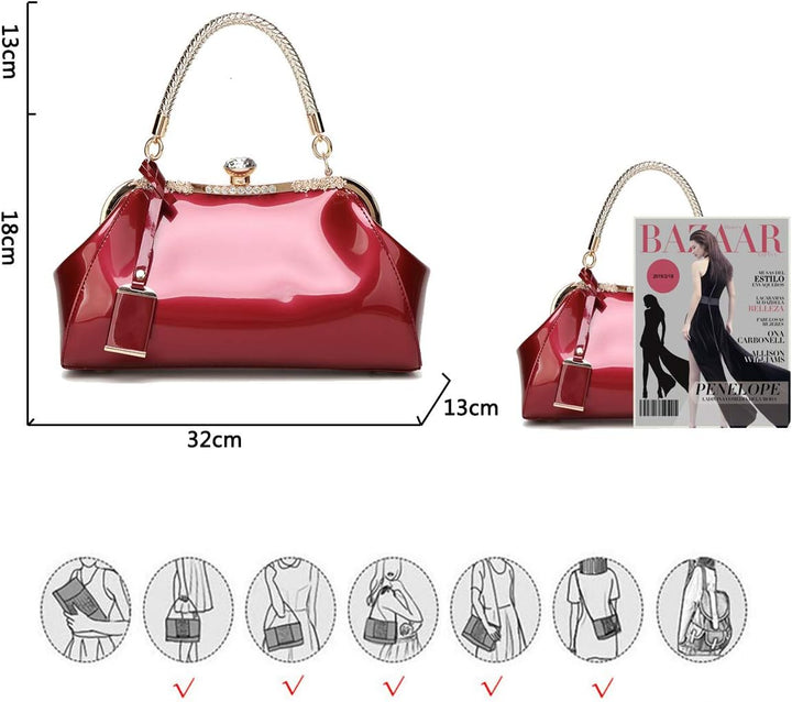 Coolives Damen Tasche Handtasche aus PU-Lackleder Henkeltasche Schultertasche Umhängetasche für die