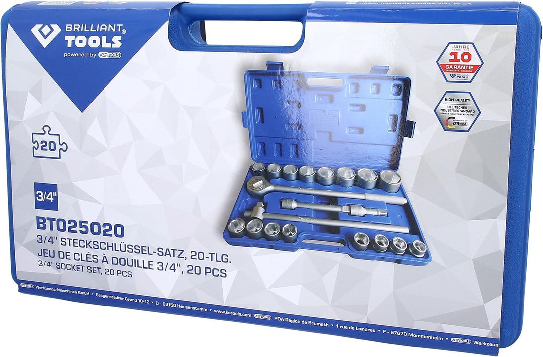 BRILLIANT TOOLS 3/4 Zoll Steckschlüssel-Satz, 20-tlg [Powered by KS TOOLS]