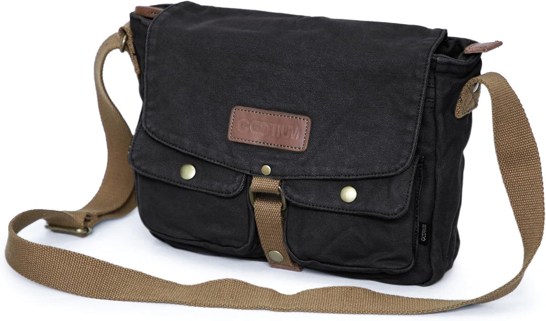 Gootium Umhängetasche aus Segeltuch – Messenger Bag Canvas Vintage für Damen und Herren Charcoal, Ch