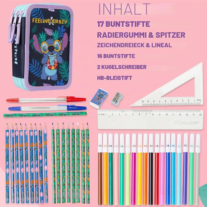 Disney Federmäppchen Mädchen Die Eiskönigin Stitch Federtasche Mädchen Gefüllt Schulmäppchen 2 3 Fäc