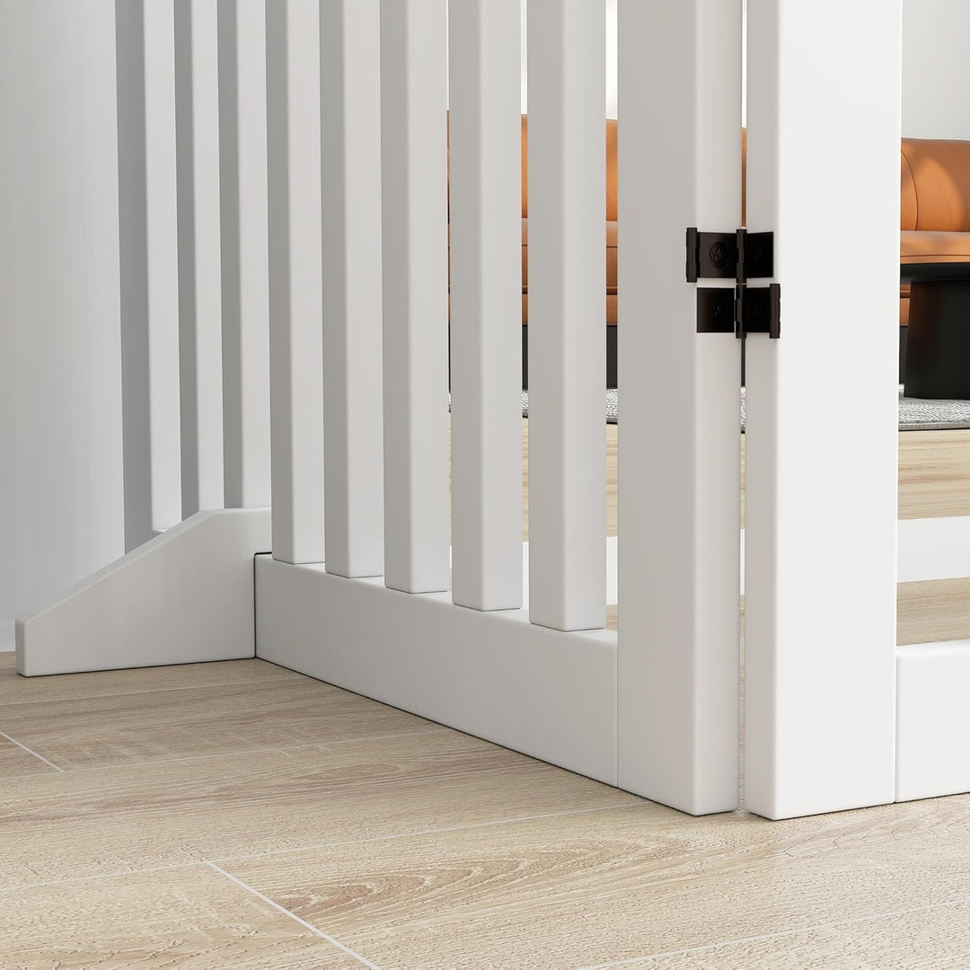 PawHut Absperrgitter Hund Freistehendes Treppengitter mit Füssen Holz 240 x 81 cm Hundegitter Schutz