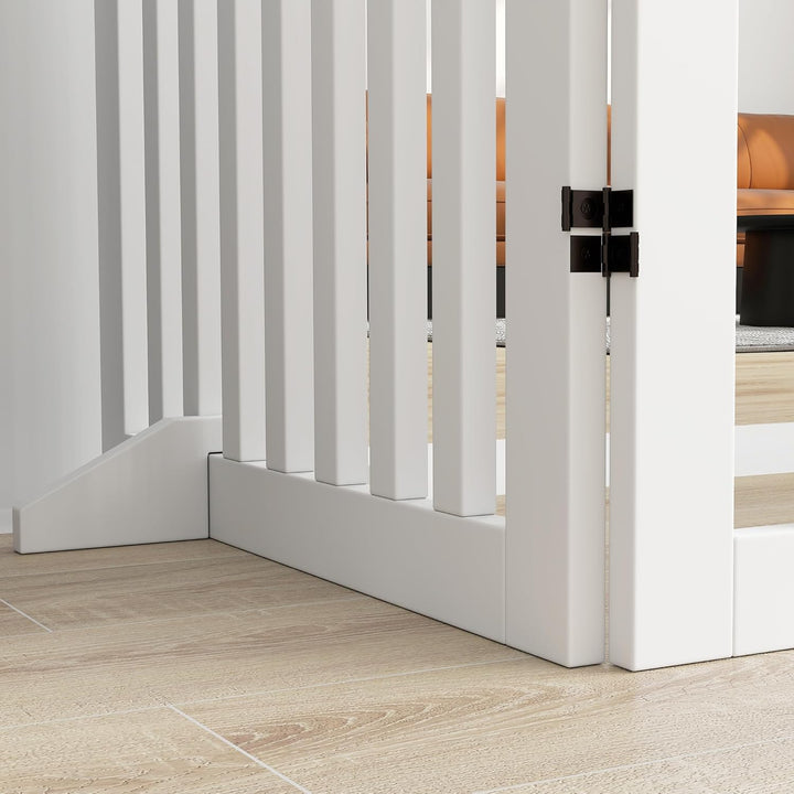 PawHut Absperrgitter Hund Freistehendes Treppengitter mit Füssen Holz 240 x 81 cm Hundegitter Schutz
