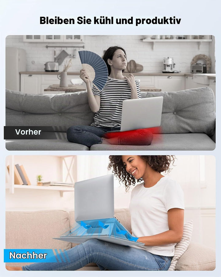 AboveTEK Laptop Schosstisch – ergonomischer Lapdesk mit Rutschfester Oberfläche, Heat Shield, Retrac
