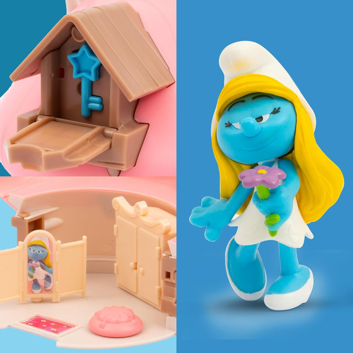 Giochi Preziosi Die Schlümpfe, Smurfette und Haus mit pinkem Dach Spielset mit Zubehör und Aufkleber