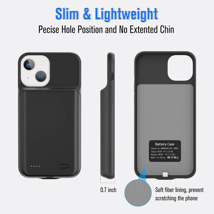 HUOBAO Akkuhülle für iPhone 13 Mini, 5000mAh Zusatzakku Ladehülle Akku hülle Handyhülle, Akku Batter