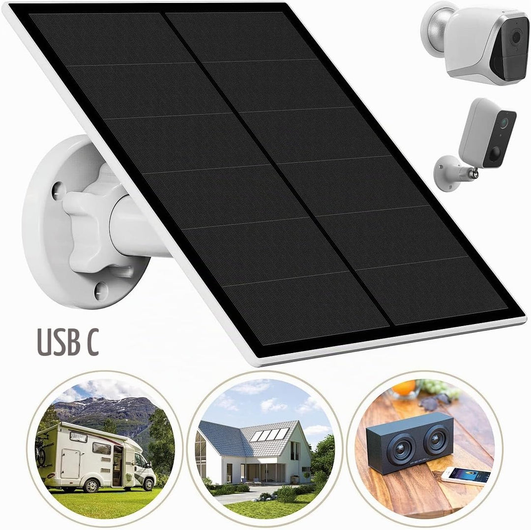 revolt Solarpanel 5V: Solarpanel für Akku-IP-Kameras mit USB-C, 5 Watt, 5 V, IP65 (5 Volt Solar Pane