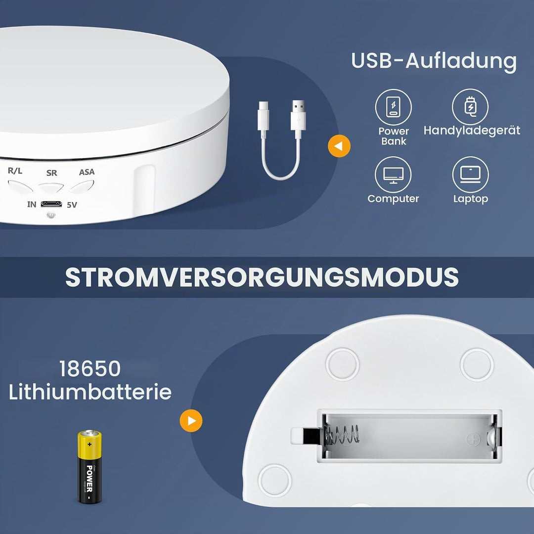 Elektrischer Drehteller, Couleeur 360° Richtung & Geschwindigkeit Einstellbar Mini Drehbarer Drehtel