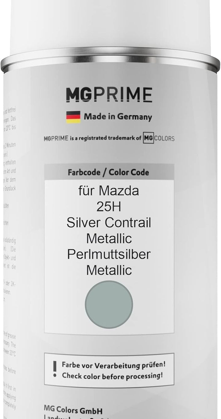 MG PRIME Autolack Sprühdosen Set für Mazda 25H Silver Contrail Metallic/Perlmuttsilber Metallic Basi