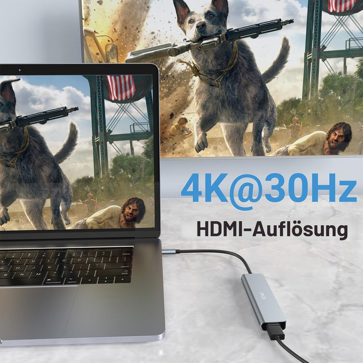 USB C Hub, JESWO 6 in 1 USB C Adapter mit 4K HDMI, 1 USB 3.0, 3 USB 2.0 und 100W PD kompatibel mit M