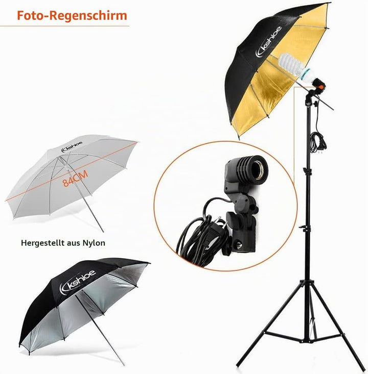 LEADZM Fotostudio-Set, Greenscreen-Set 2Mx3M mit 45W LED-Fotolampe, Reflektor und Fotoschirmen für P