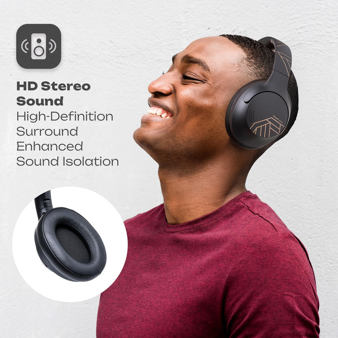 PowerLocus Bluetooth Kopfhörer Over Ear, 50 Std Spielzeit, 4 EQ-Modi, Kopfhörer Kabellos Faltbarer m