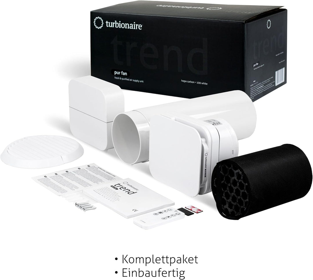 Turbionaire TREND PUR Aussenluftabsaug- und Reinigungsgerät für Dauerbelüftung, HEPA-FILTER, KOHLFIL