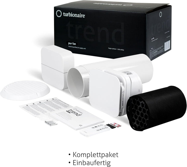 Turbionaire TREND PUR Aussenluftabsaug- und Reinigungsgerät für Dauerbelüftung, HEPA-FILTER, KOHLFIL