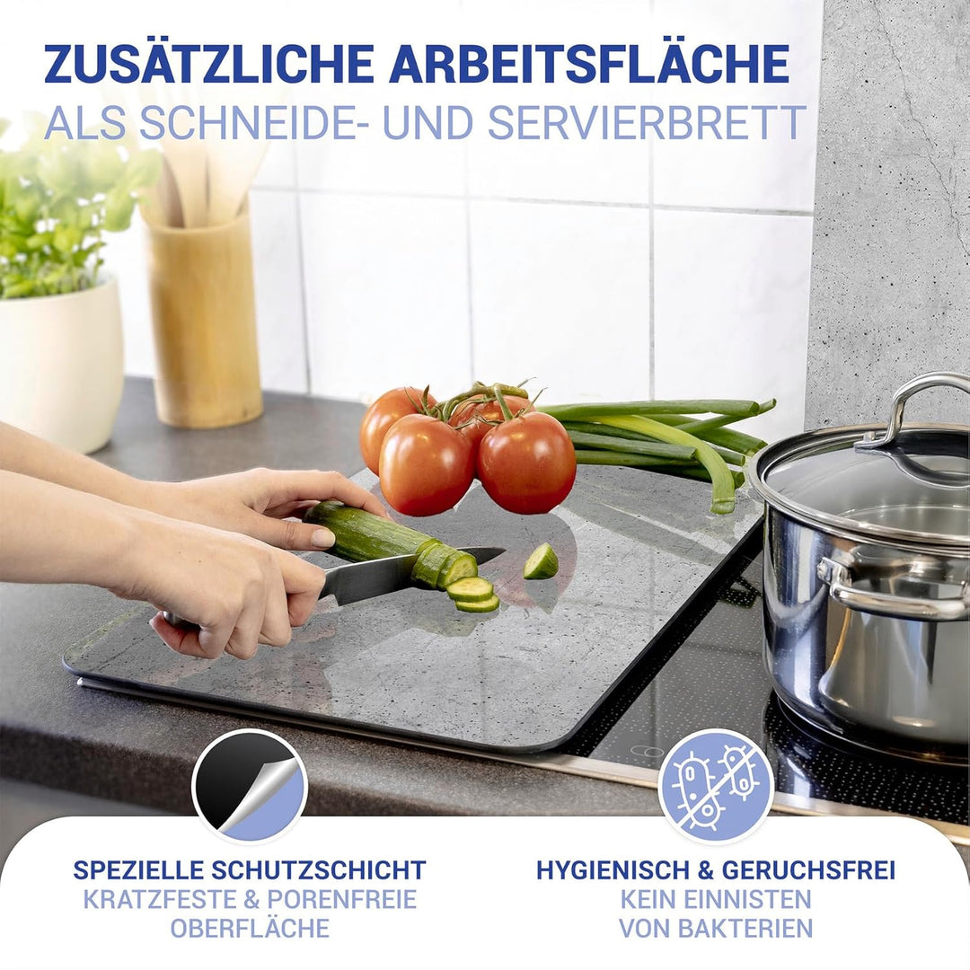WENKO Herdabdeckplatte Universal Mod. Beton, höhenverstellbar für alle Herdarten, Schneidebrett und