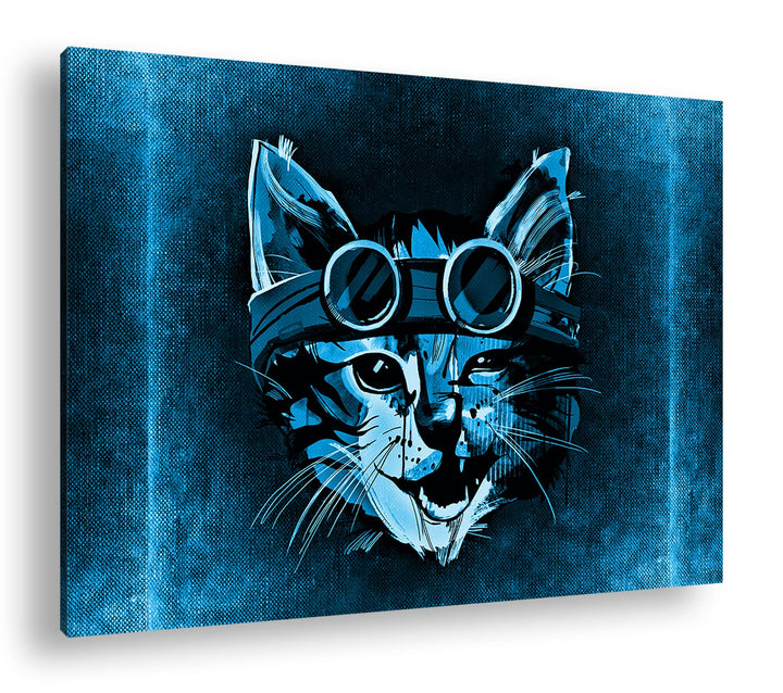 deyoli süsse Katze mit einer Brille Format 80x60 Effekt: Monocrome Blau als Leinwandbild, Motiv fert