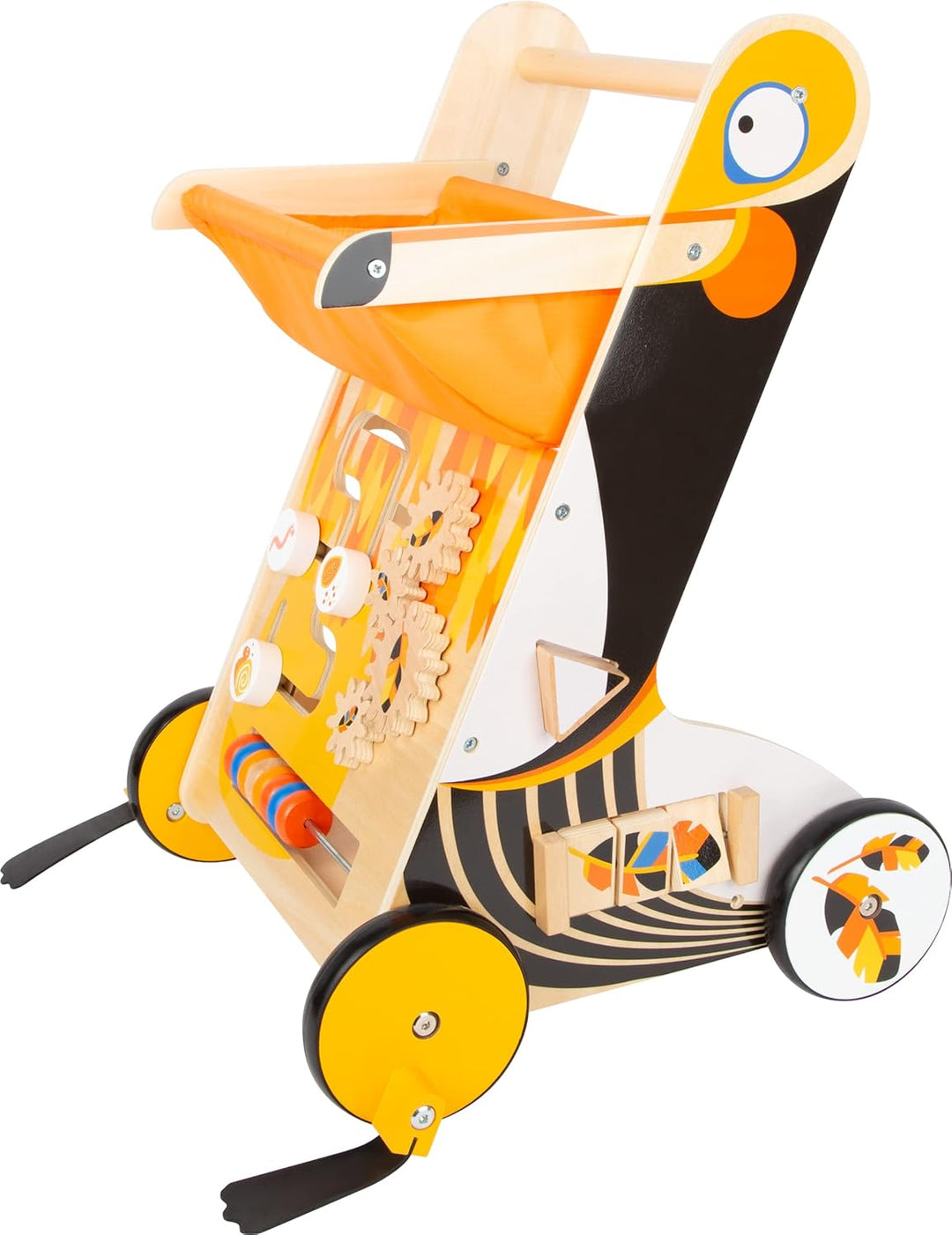 small foot Lauflernwagen Tukan aus Holz mit Bremssystem und vielseitigen Spielmöglichkeiten, für Kin